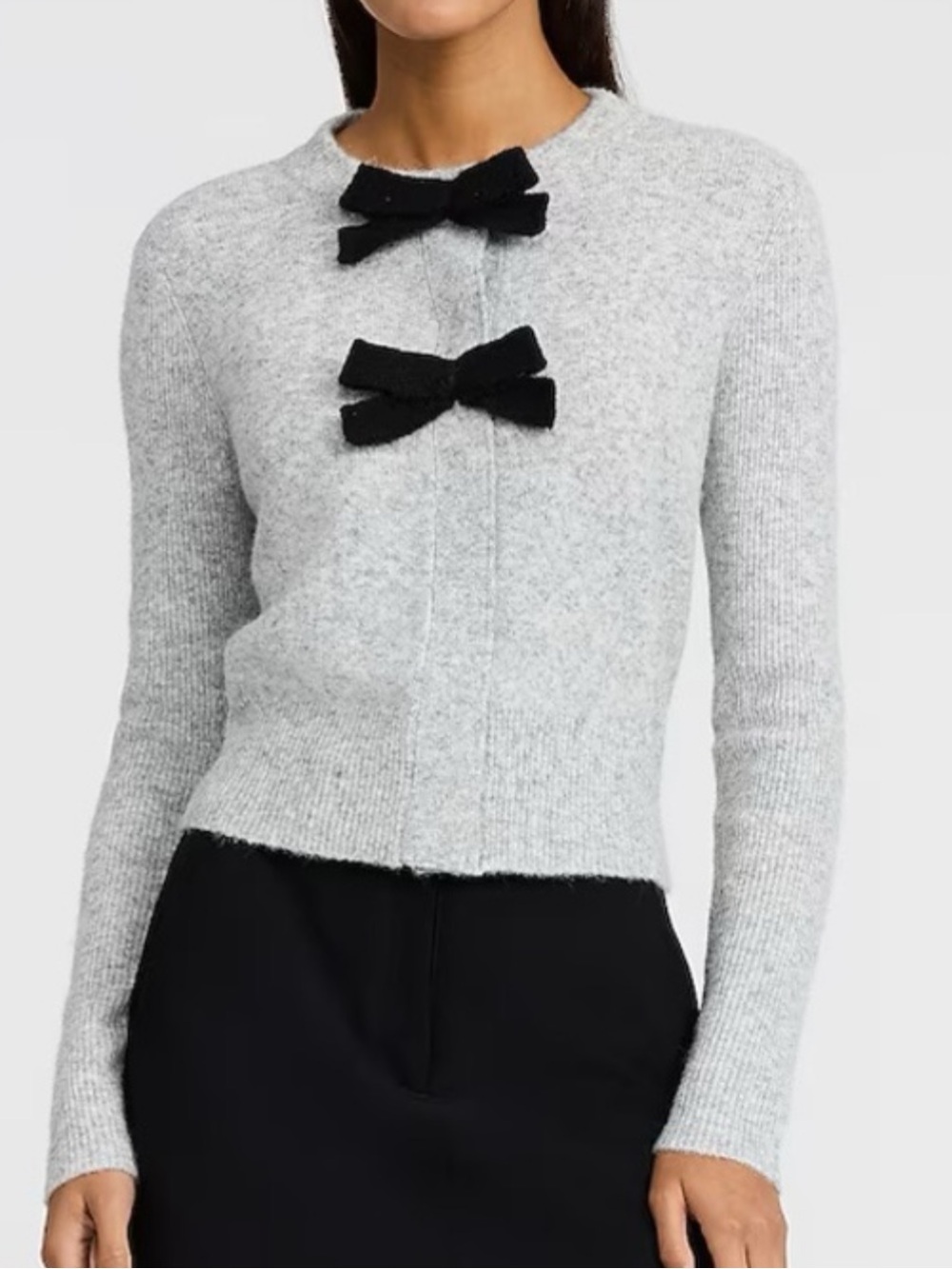 NWOT Express wool blend soft grey bow sweater cardigan New XL